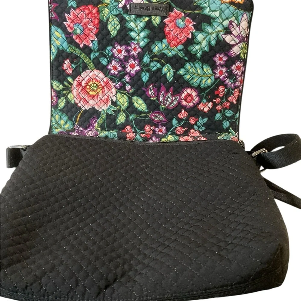 Vera Bradley Black Floral Messenger Crossbody Bag